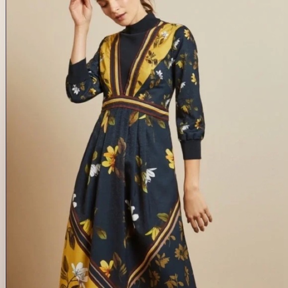 SOLD 🌟HOST PICK🌟 NWOT Ted Baker London Savanna Neck Midi Dress size 1🍁 - Picture 2 of 6